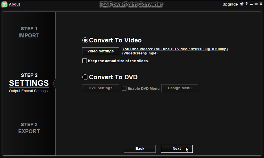 convert powerpoint to YouTube step 2